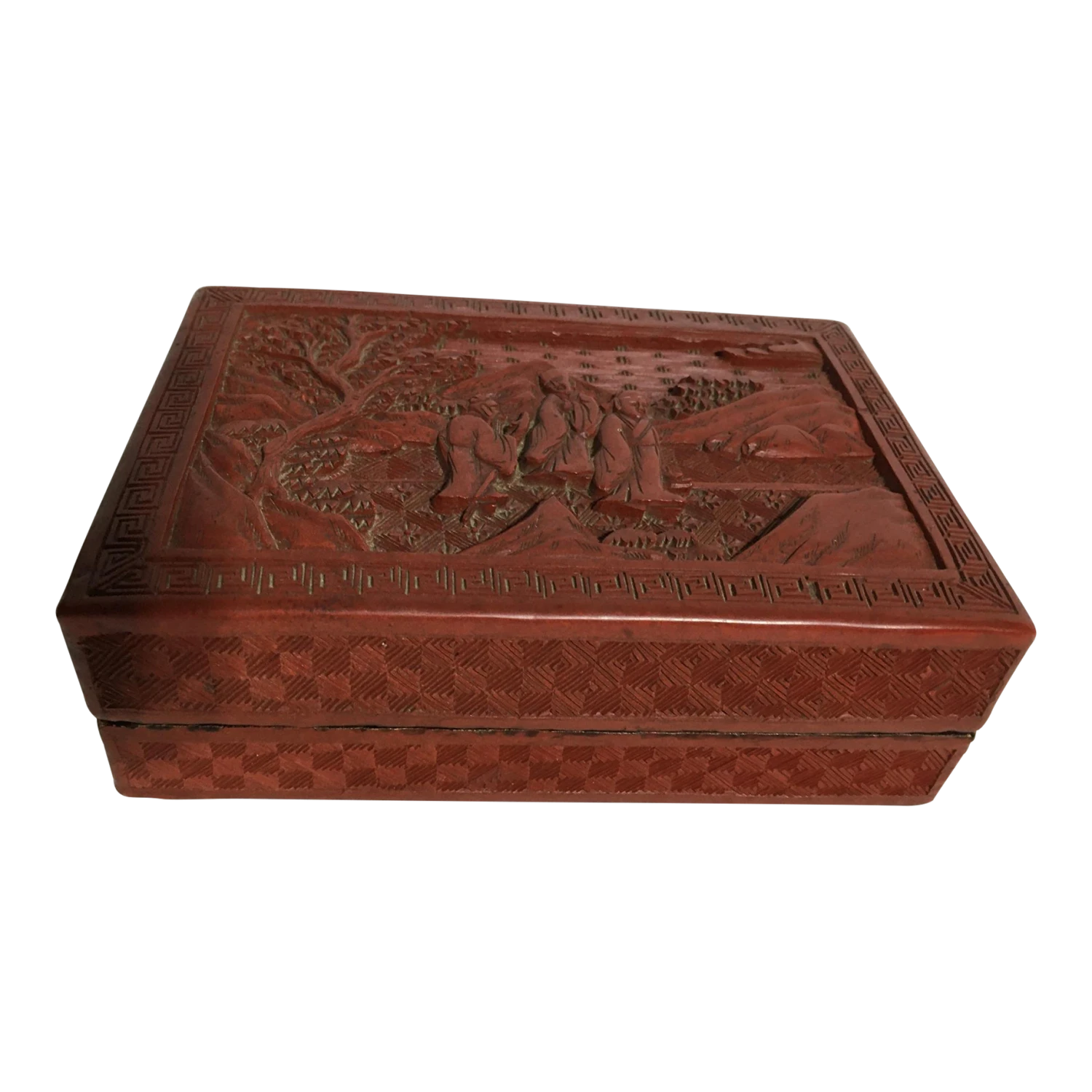 Antique Chinese Red Cinnabar Box 3 Antique Chinese Red Cinnabar Box