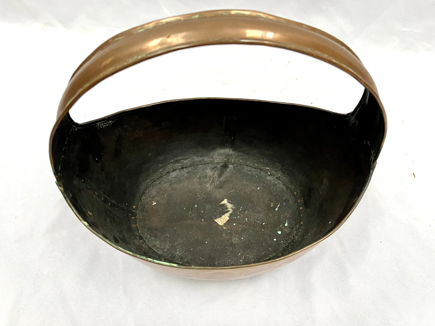 Antique Copper Basket W/Dovetail Crimped Seams 11 Antique Copper Basket W/Dovetail Crimped Seams - Image 9