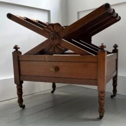 Antique Early 19th Century English Regency X-Form Canterbury Magazine Rack With Single Drawer -CHAIRISH Shop antique early 19th century english regency x form canterbury magazine rack with single drawer 2073