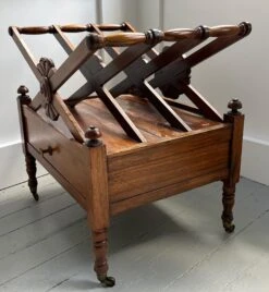 Antique Early 19th Century English Regency X-Form Canterbury Magazine Rack With Single Drawer -CHAIRISH Shop antique early 19th century english regency x form canterbury magazine rack with single drawer 3979