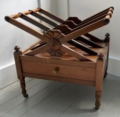 Antique Early 19th Century English Regency X-Form Canterbury Magazine Rack With Single Drawer -CHAIRISH Shop antique early 19th century english regency x form canterbury magazine rack with single drawer 6892