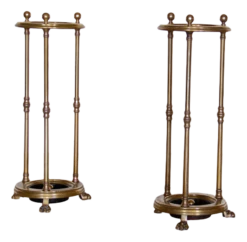 Antique English Stick Stands In Brass, Set Of 2
