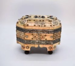 Antique Etched With Henna Bone Trinket Box With Enameled Turquoise -CHAIRISH Shop antique etched with henna bone trinket box with enameled turquoise 0718