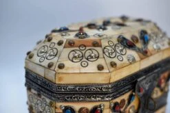 Antique Etched With Henna Bone Trinket Box With Enameled Turquoise -CHAIRISH Shop antique etched with henna bone trinket box with enameled turquoise 9290