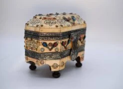 Antique Etched With Henna Bone Trinket Box With Enameled Turquoise -CHAIRISH Shop antique etched with henna bone trinket box with enameled turquoise 9626
