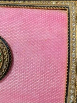 Antique French Pink Enamel Guilloche Dresser Box With Semi Precious Stones -CHAIRISH Shop antique french pink enamel guilloche dresser box with semi precious stones 4814