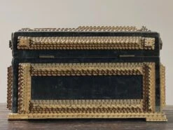 Antique Green Velvet Chip Carved Tramp Art Box (1911) -CHAIRISH Shop antique green velvet chip carved tramp art box 1911 9970