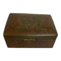 Antique Indian Benares Ware Cigar Or Trinket Box