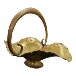 Antique Italian Brass Basket With Handle