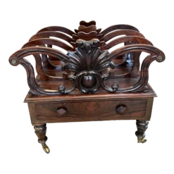 Antique Mahogany Regency Style Canterbury Magazine Rack