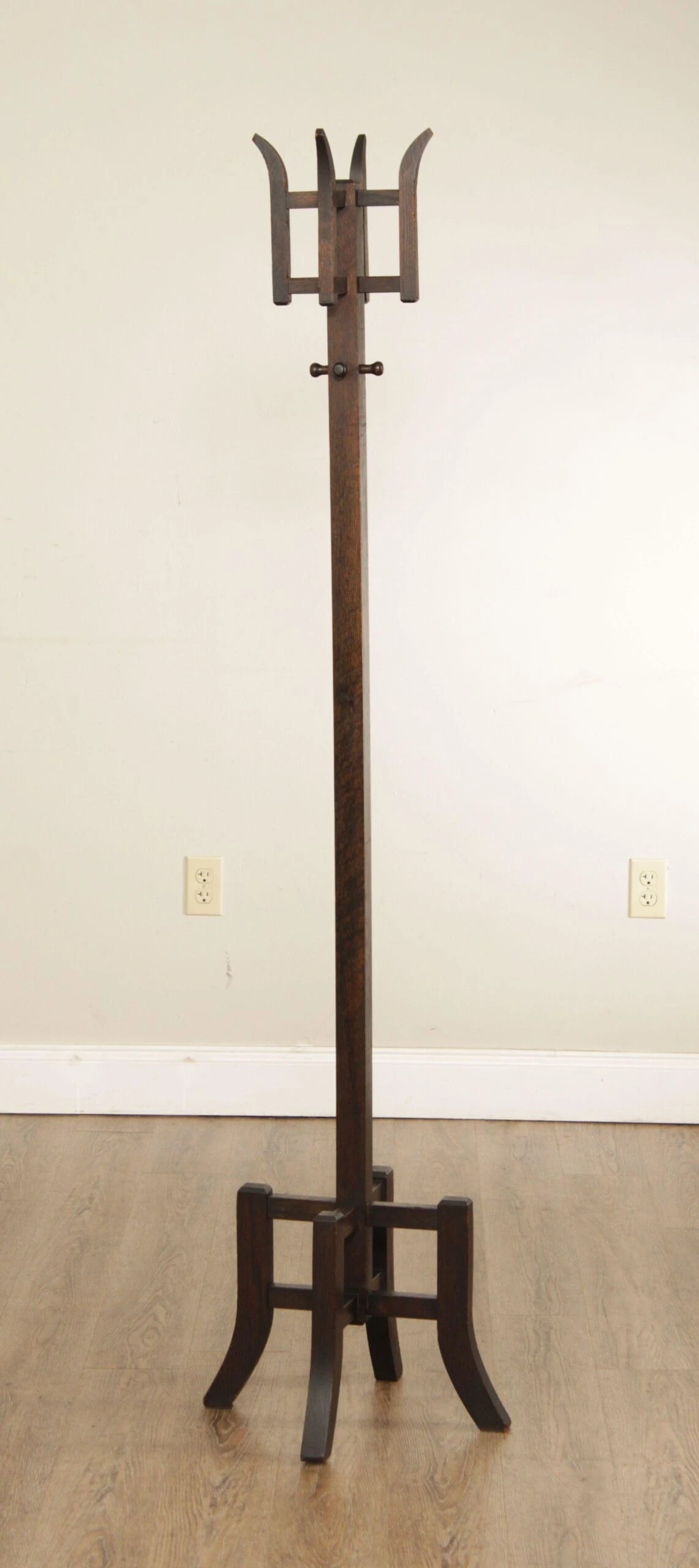 Antique Mission Oak Coat Rack 4 Antique Mission Oak Coat Rack - Image 2