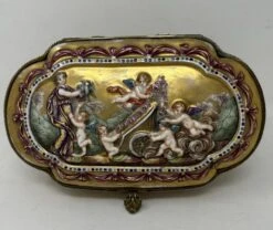 Antique Naples Capodimonte Porcelain Gilt Mounted Jewlery Dresser Or Trinket Box Casket -CHAIRISH Shop antique naples capodimonte porcelain gilt mounted jewlery dresser or trinket box casket 3063