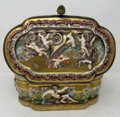Antique Naples Capodimonte Porcelain Gilt Mounted Jewlery Dresser Or Trinket Box Casket -CHAIRISH Shop antique naples capodimonte porcelain gilt mounted jewlery dresser or trinket box casket 3522