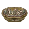 Antique Naples Capodimonte Porcelain Gilt Mounted Jewlery Dresser Or Trinket Box Casket