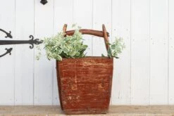 Antique Painted Red Wooden Basket -CHAIRISH Shop antique painted red wooden basket 5126