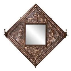 Antique Presidential Figural Copper Wall Hanging Mirrored Hat Rack -CHAIRISH Shop antique presidential figural copper wall hanging mirrored hat rack 2330