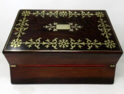 Antique Regency Brass Inlaid Mahogany Traveling Desk Wooden Writing Slope Box -CHAIRISH Shop antique regency brass inlaid mahogany traveling desk wooden writing slope box 2716