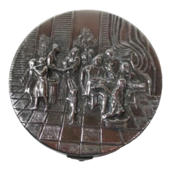 Antique Silver-Plated Round Repousse Box, Made In Denmark