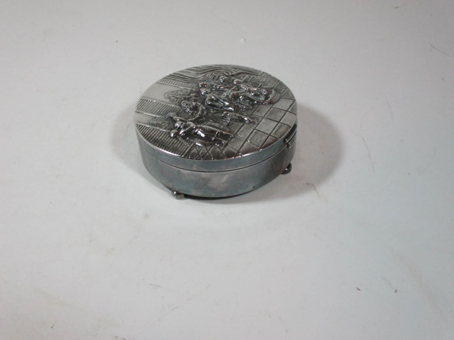 Antique Silver-Plated Round Repousse Box, Made In Denmark 4 Antique Silver-Plated Round Repousse Box, Made In Denmark - Image 2