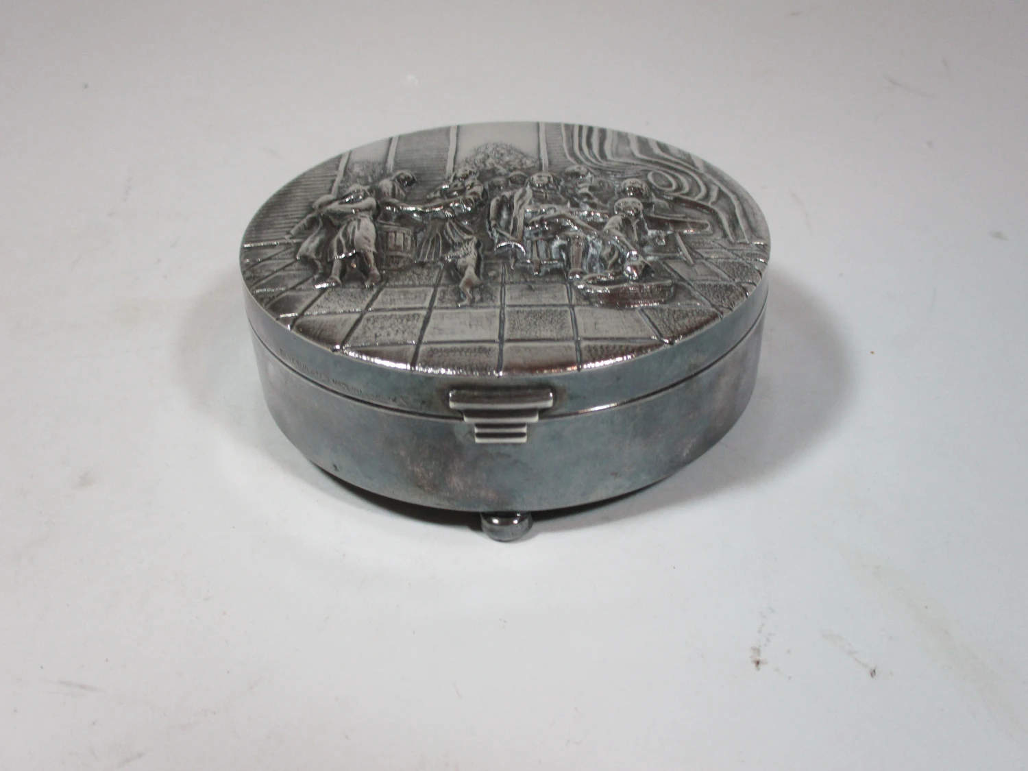 Antique Silver-Plated Round Repousse Box, Made In Denmark 8 Antique Silver-Plated Round Repousse Box, Made In Denmark - Image 6