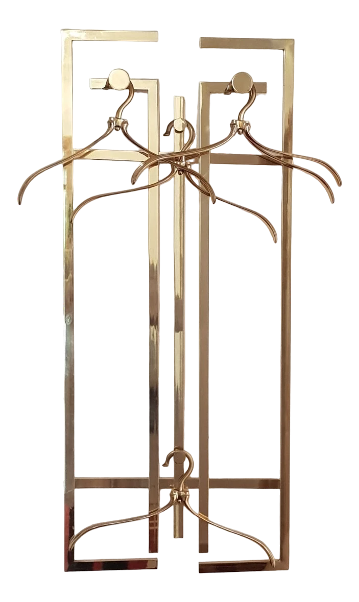 Art Deco Brass Wall Rack With Hangers, 1980s, Set Of 5 3 Art Deco Brass Wall Rack With Hangers, 1980s, Set Of 5