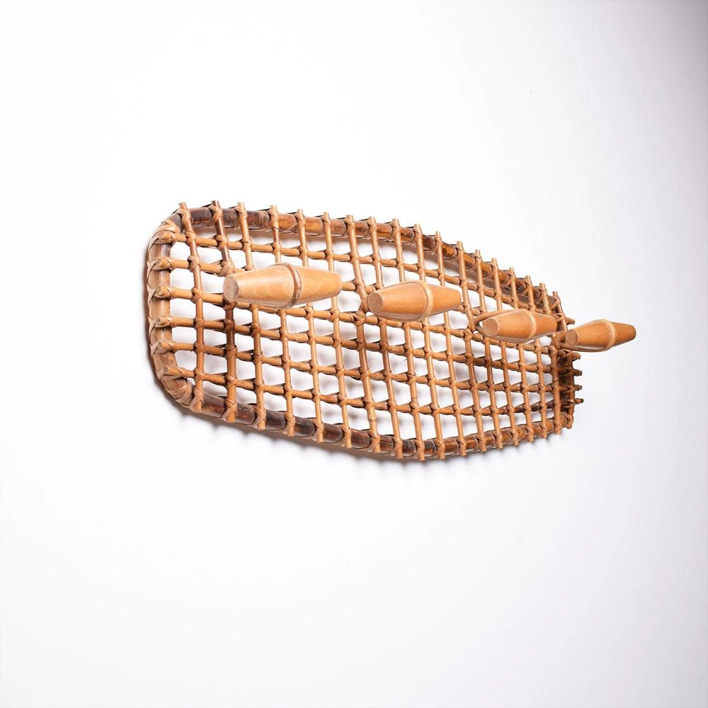 Bamboo & Rattan Coat Rack Hanger Attributed To Olaf Von Bohr, Italy, 1950s 4 Bamboo & Rattan Coat Rack Hanger Attributed To Olaf Von Bohr, Italy, 1950s - Image 2