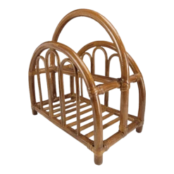 Bamboo Magazine Book Rack Holder Petite Bent Wood Rattan