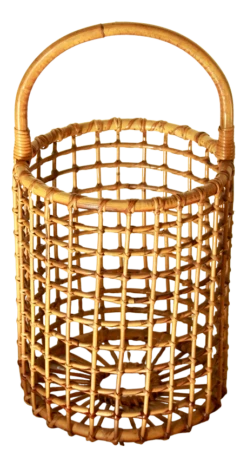 Bamboo Rattan Basket, Italy, 1970s