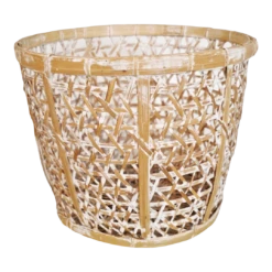 Bamboo White Wash Basket Small