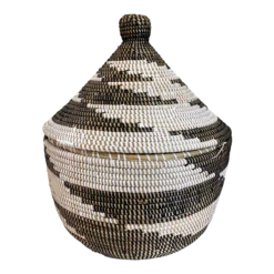 Basket With Lid Senegal West Africa 15" H