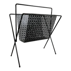 Black Iron Magazine Rack In The Style Of Mathieu Matégot