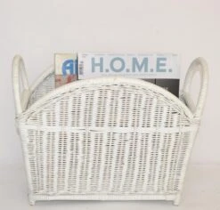 Bohemian Chic White Bleached Magazine Rack Handwoven Wicker & Rattan 1970 -CHAIRISH Shop bohemian chic white bleached magazine rack handwoven wicker and rattan 1970 4706