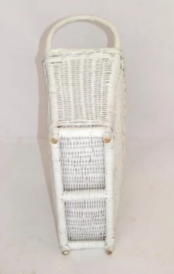 Bohemian Chic White Bleached Magazine Rack Handwoven Wicker & Rattan 1970 -CHAIRISH Shop bohemian chic white bleached magazine rack handwoven wicker and rattan 1970 8488
