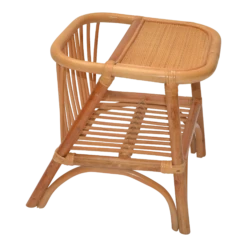 Bohemian Mid-Century Modern Handcrafted Bamboo & Cane Magazine Rack Side Table