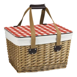 Canasta Picnic Basket With Red & White Lid