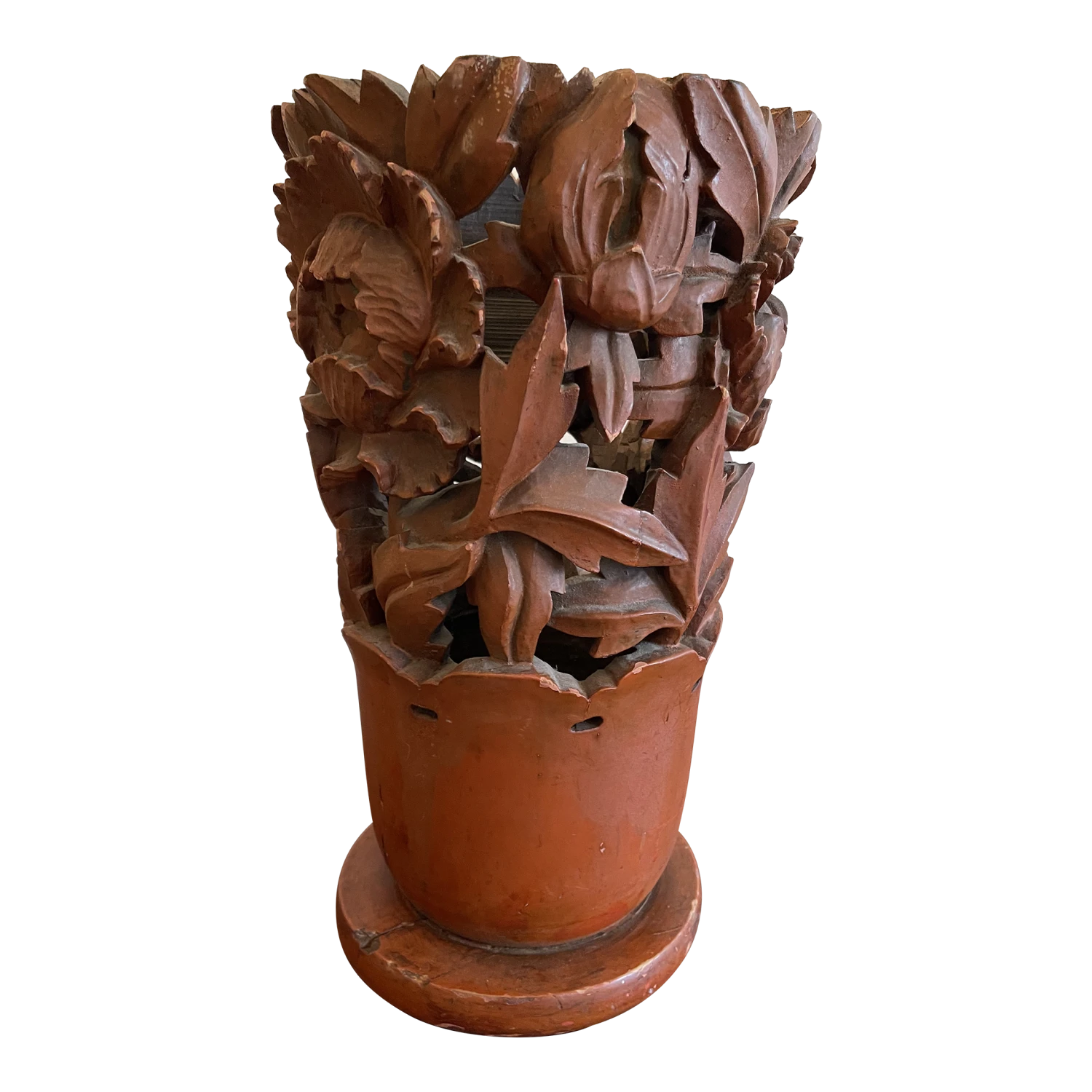 Carved Wood Umbrella Stand 3 Carved Wood Umbrella Stand
