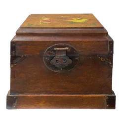 Chinese Brown Mop Inlay Motif Square Storage Box Chest