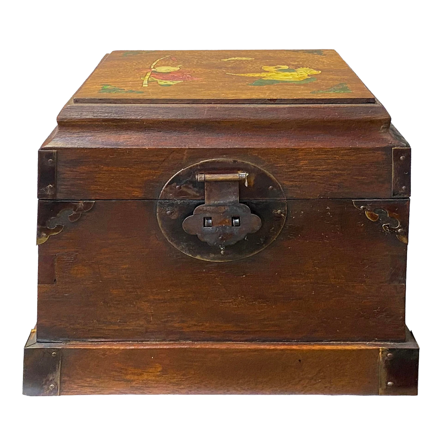 Chinese Brown Mop Inlay Motif Square Storage Box Chest 3 Chinese Brown Mop Inlay Motif Square Storage Box Chest