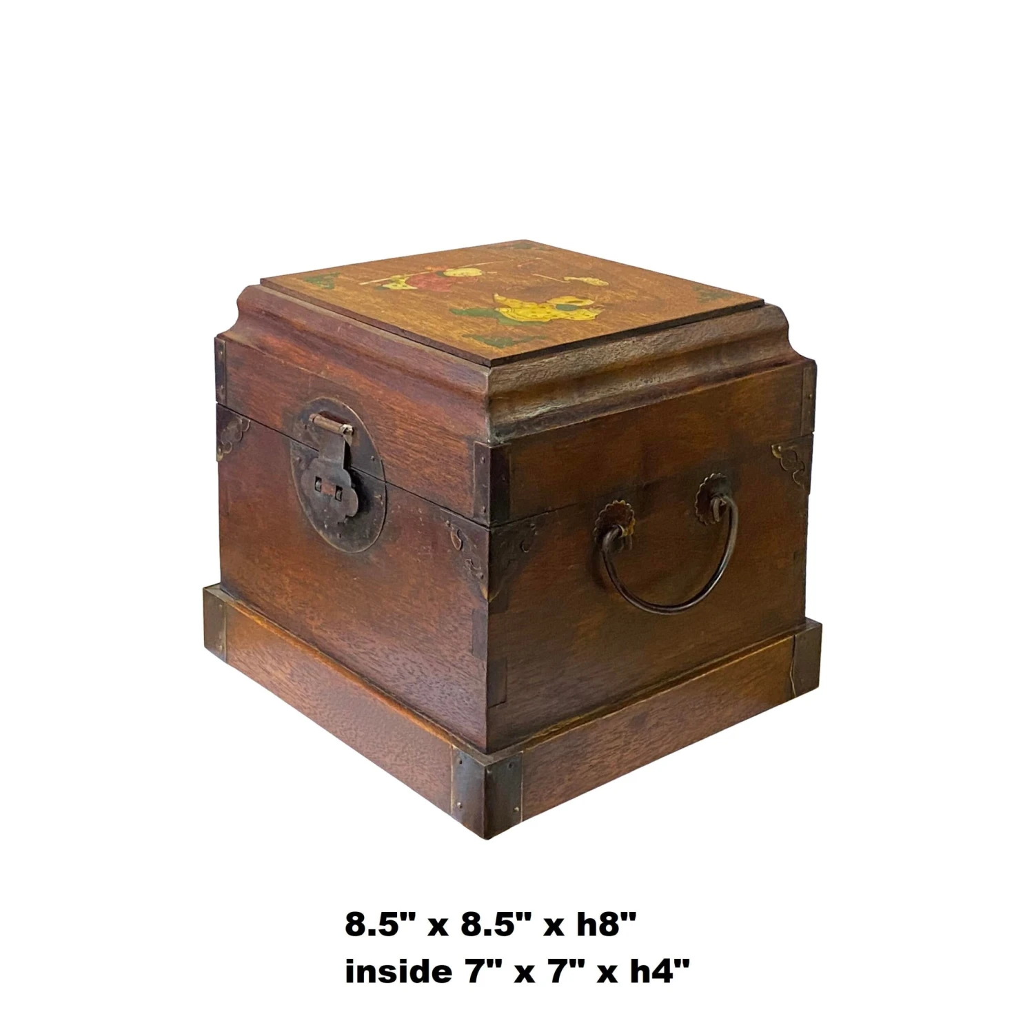 Chinese Brown Mop Inlay Motif Square Storage Box Chest 4 Chinese Brown Mop Inlay Motif Square Storage Box Chest - Image 2