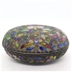 Chinese Cloisonne Enamel On Metal Oval Butterflies Desk Box -CHAIRISH Shop chinese cloisonne enamel on metal oval butterflies desk box 6059