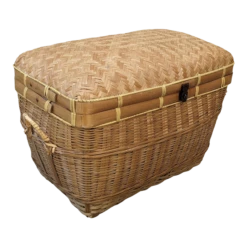 Chinoiserie Coastal Boho Chic Lidded Basket