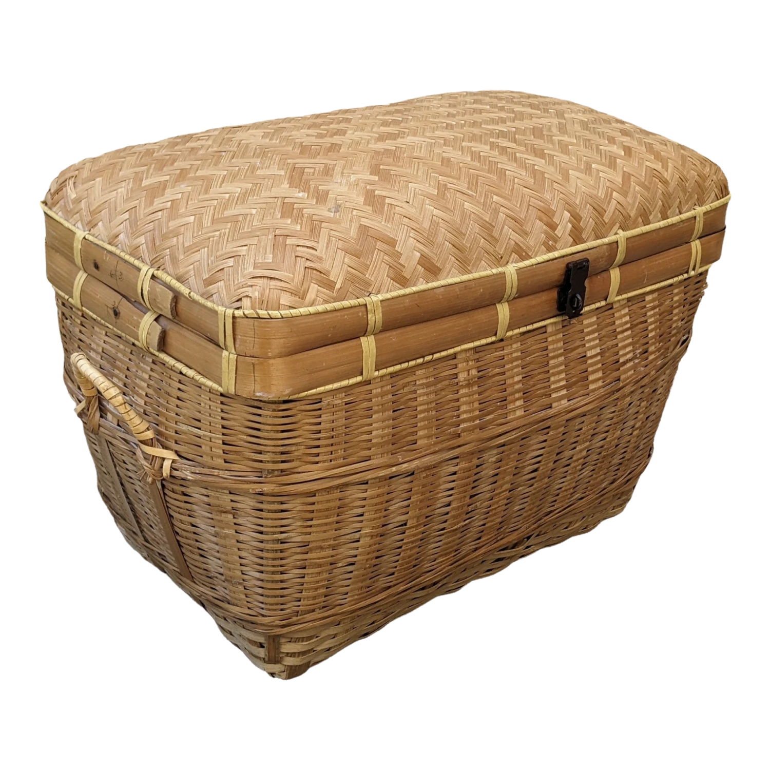 Chinoiserie Coastal Boho Chic Lidded Basket 3 Chinoiserie Coastal Boho Chic Lidded Basket