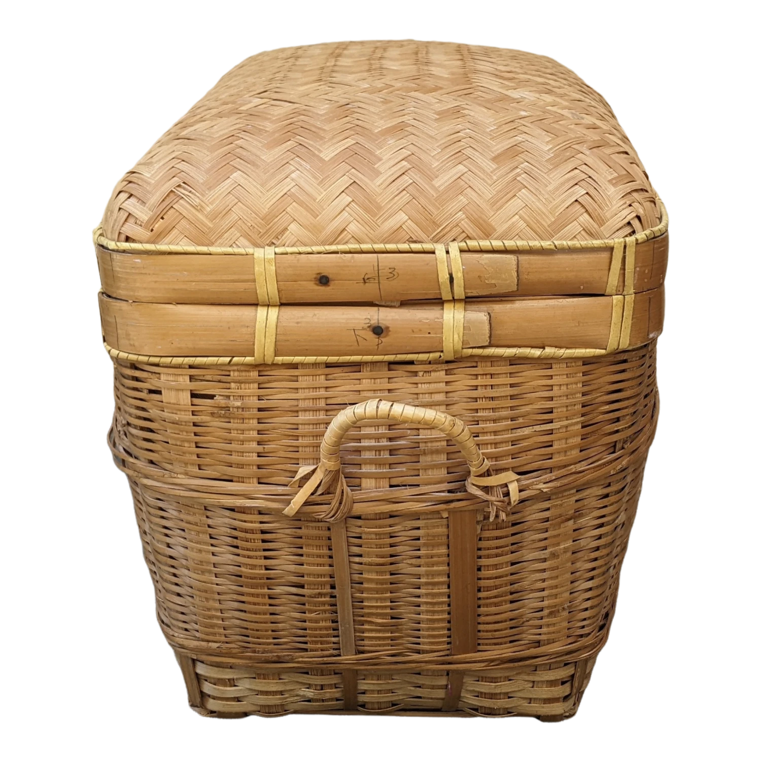 Chinoiserie Coastal Boho Chic Lidded Basket 5 Chinoiserie Coastal Boho Chic Lidded Basket - Image 3