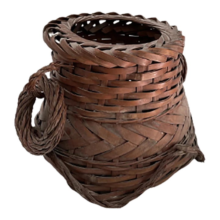 Circa 1920s Vintage American Woven Wicker Basket, Looped Handles 3 Circa 1920s Vintage American Woven Wicker Basket, Looped Handles