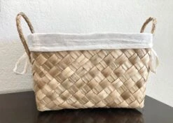 Circa 1980 Boho Chic Handwoven Coconut Leaf & Raffia Embroidered Basket -CHAIRISH Shop circa 1980 boho chic handwoven coconut leaf and raffia embroidered basket 1724