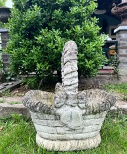 Concrete Garden Basket-Jardinière With Faux Basket Weave -CHAIRISH Shop concrete garden basket jardiniere with faux basket weave 4411