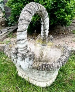 Concrete Garden Basket-Jardinière With Faux Basket Weave -CHAIRISH Shop concrete garden basket jardiniere with faux basket weave 5321