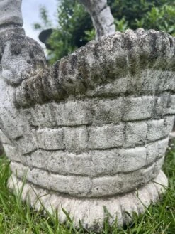 Concrete Garden Basket-Jardinière With Faux Basket Weave -CHAIRISH Shop concrete garden basket jardiniere with faux basket weave 9709