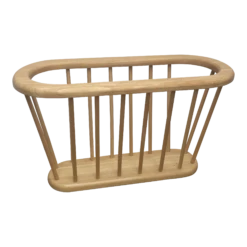 Danish Style Wooden Open Spindle Oval Magazine Rack, Arthur Umanoff Style