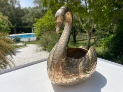 Decorative Swan-Shaped Brass Basket, Italy, 1970s -CHAIRISH Shop decorative swan shaped brass basket italy 1970s 3642